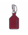 Piquadro - Blue Square Leather Keychain with Carabiner