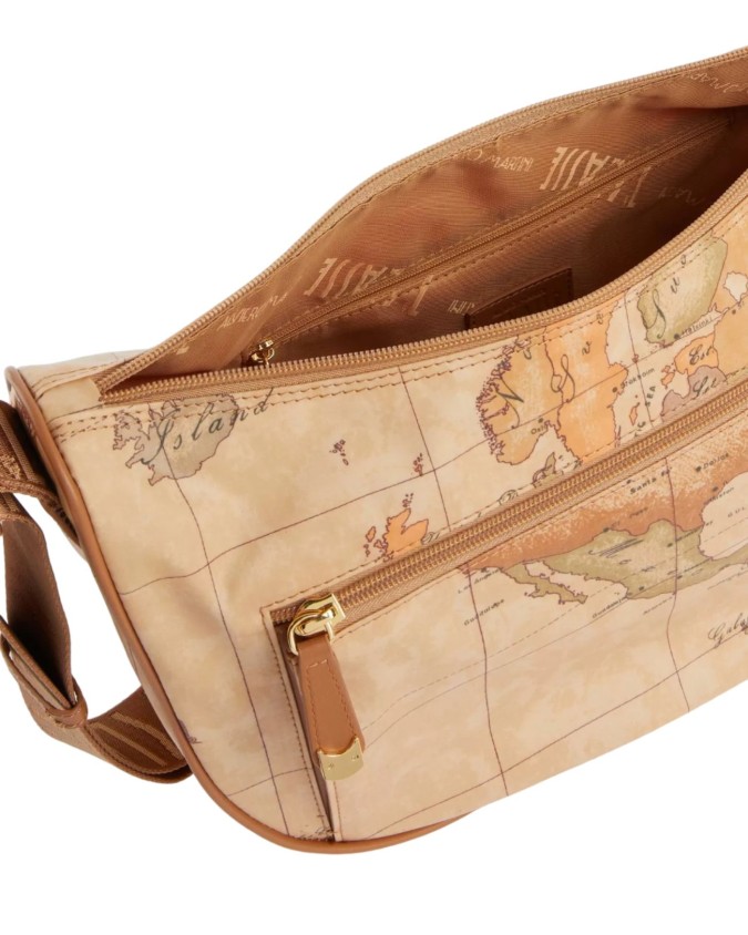 Alviero Martini Prima Classe - Borsa a tracolla a mezzaluna media con tasca Geo Soft