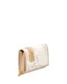 Alviero Martini Prima Classe - Portafoglio donna con patta in pelle naturale e tessuto goffrato