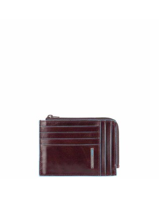 Piquadro - Blue Square Leather Coin Pouch with...