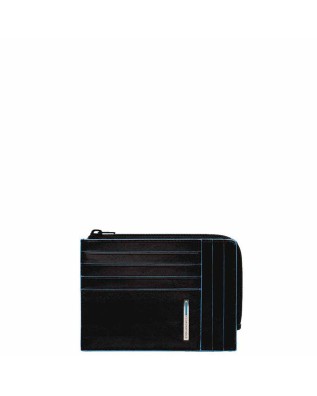  Piquadro - Bustina porta monete in pelle con zip RFID Blue