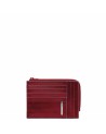 Piquadro - Blue Square Leather Coin Pouch with RFID-Blocking Zipper