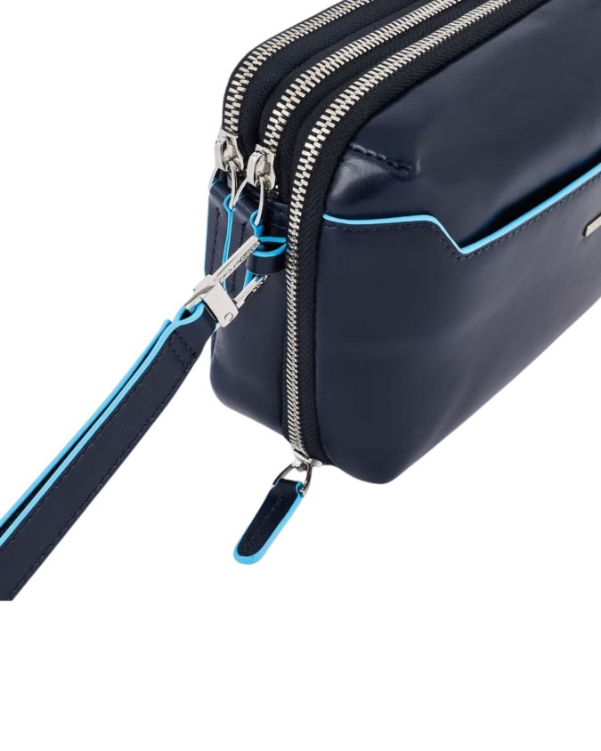 Piquadro - Pochette in pelle a due scomparti Blue Square