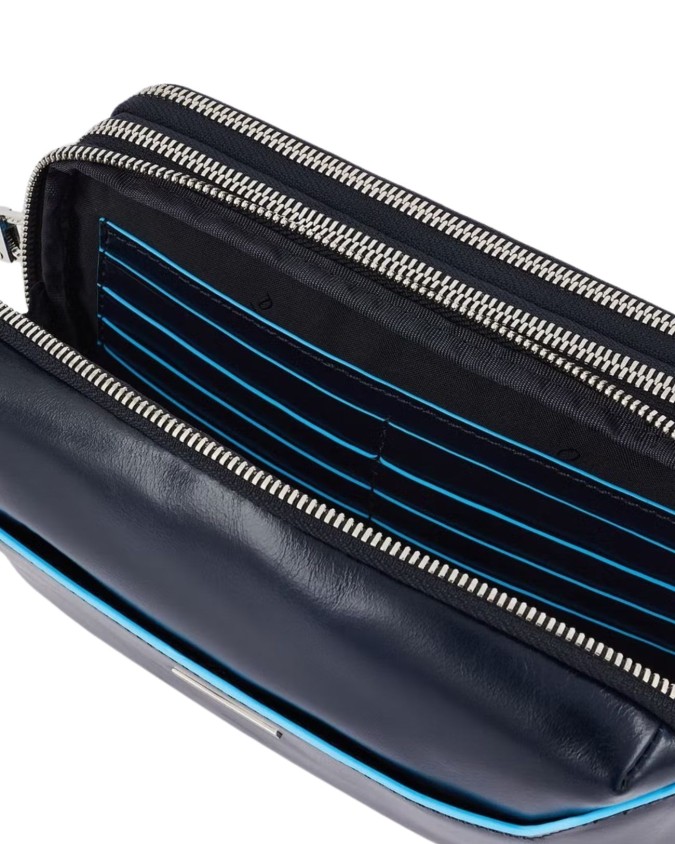 Piquadro - Pochette in pelle a due scomparti Blue Square