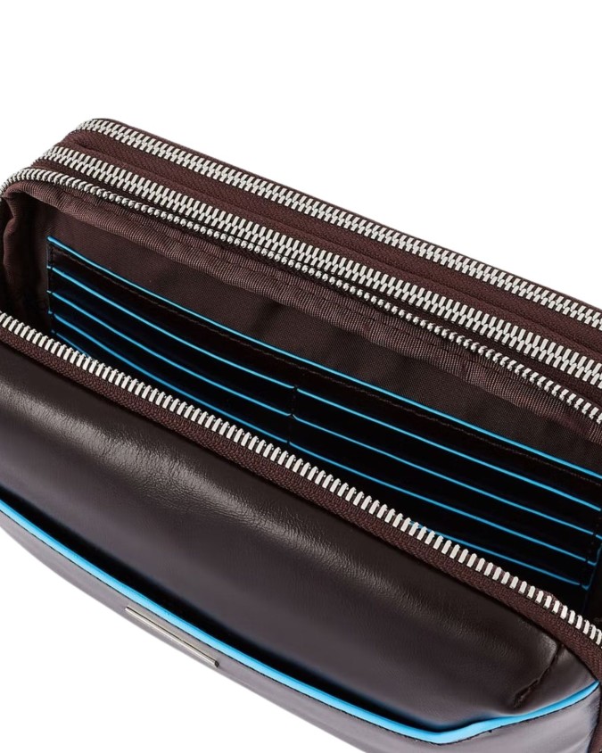 Piquadro - Pochette in pelle a due scomparti Blue Square