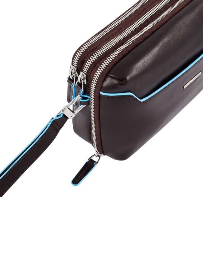 Piquadro - Pochette in pelle a due scomparti Blue Square