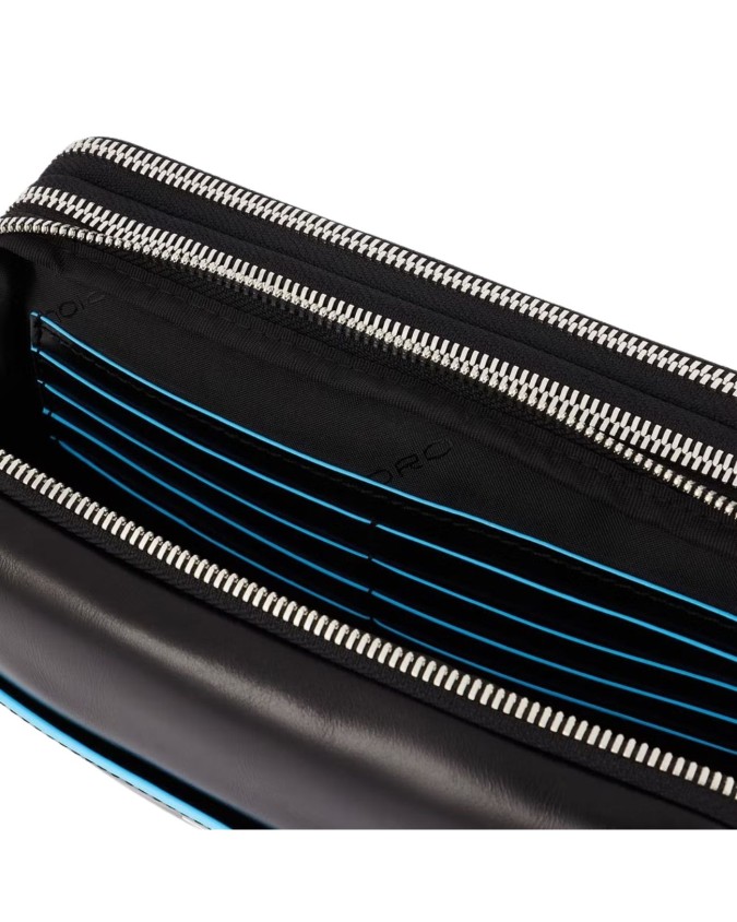 Piquadro - Pochette in pelle a due scomparti Blue Square