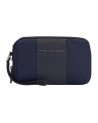 Piquadro - Clutch mit zwei Fächern aus Leder und Stoff mit Kreditkartenfach Brief 2
