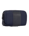 Piquadro - Clutch mit zwei Fächern aus Leder und Stoff mit Kreditkartenfach Brief 2