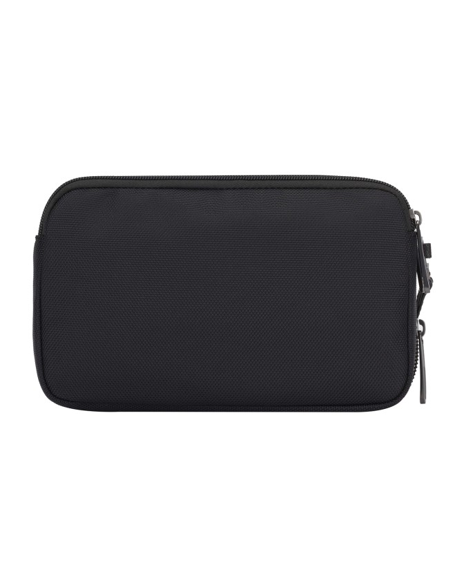 Piquadro - Clutch mit zwei Fächern aus Leder und Stoff mit