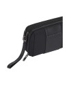 Piquadro - Clutch mit zwei Fächern aus Leder und Stoff mit