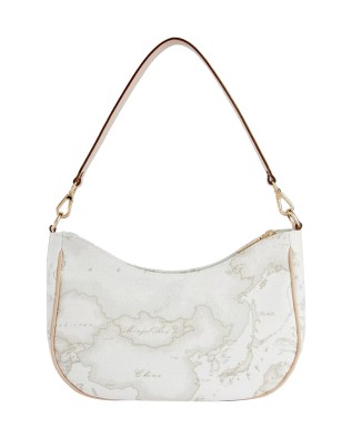 Alviero Martini Prima Classe - Borsa sottospalla con tracolla in tessuto Geo White 2