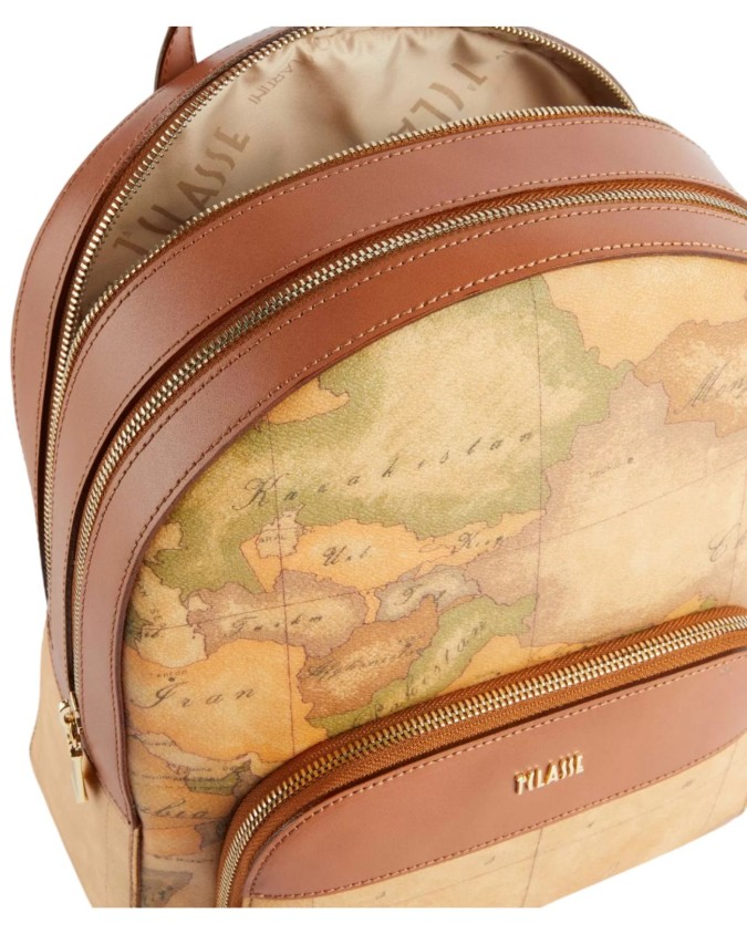 Alviero Martini Prima Classe - Zaino con doppia zip in tessuto goffrato Geo Classic
