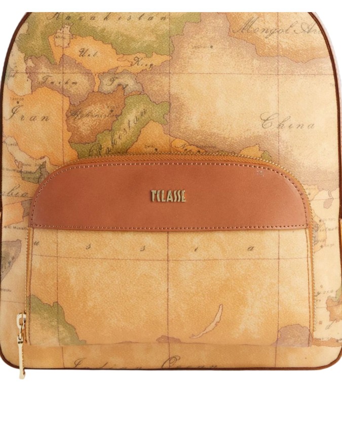 Alviero Martini Prima Classe - Zaino con doppia zip in tessuto goffrato Geo Classic