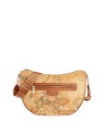 Alviero Martini Prima Classe - Borsa a tracolla mezzaluna in tessuto goffrato Geo Classic