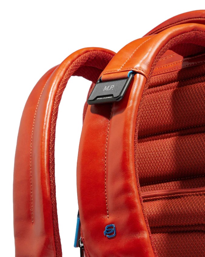  Piquadro - Zaino in pelle porta pc 15,6'' a tre scomparti Blue