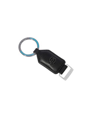  Piquadro - Portachiavi uomo con un anello in pelle Black Square