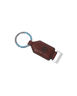  Piquadro - Portachiavi uomo con un anello in pelle Black Square