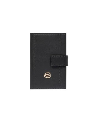 Piquadro - Porta carte di credito in pelle e metallo Circle