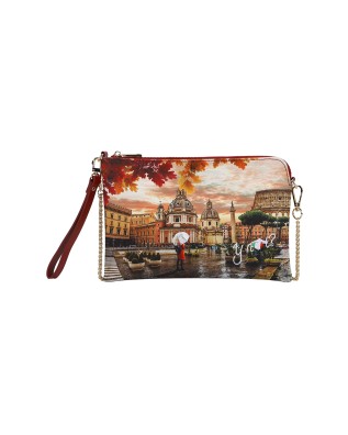  Ynot - Clutch con Tracolla e Polsiera in Ecopelle Stampa Città
