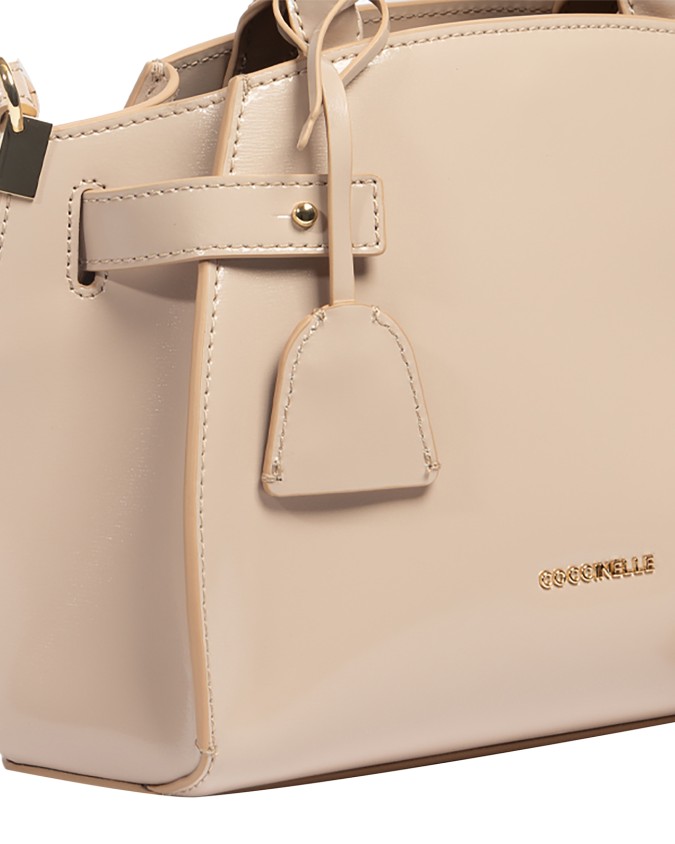  Coccinelle - Borsa a mano piccola in pelle lucida con doppio