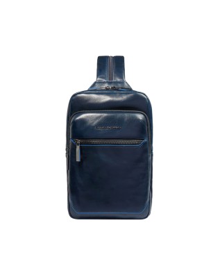  Piquadro - Monospalla in pelle con portabilità a zaino Blue
