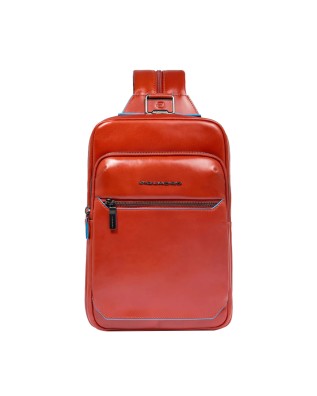  Piquadro - Monospalla in pelle con portabilità a zaino Blue
