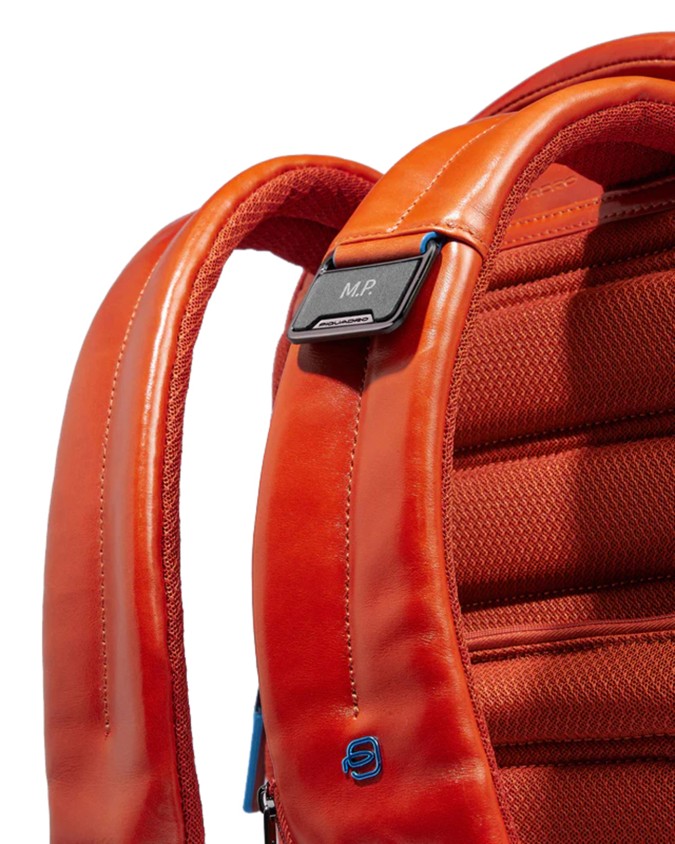  Piquadro - Zaino porta pc 14" in pelle personalizzabile Blue
