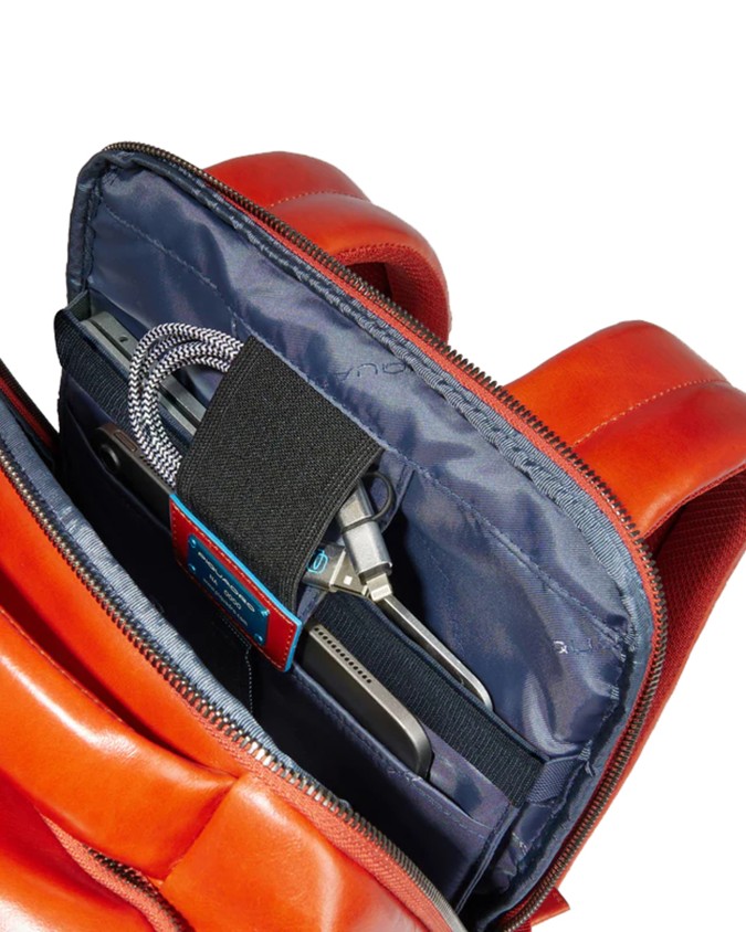  Piquadro - Zaino porta pc 14" in pelle personalizzabile Blue