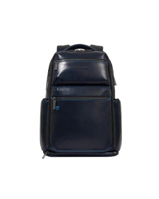 Piquadro - Customizable Blue Square 15.6'' Leather Laptop...