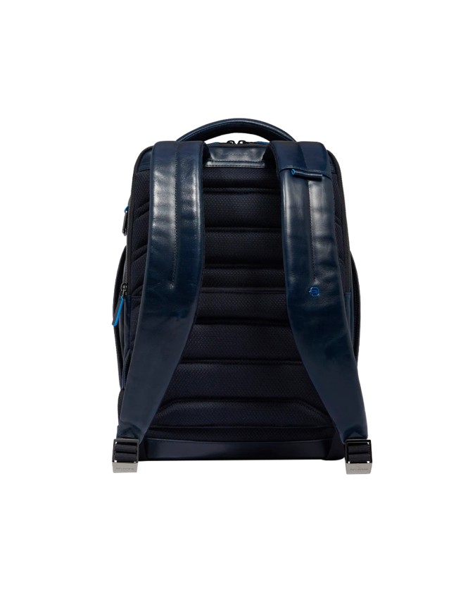  Piquadro - Zaino in pelle porta pc 15,6'' a tre scomparti Blue