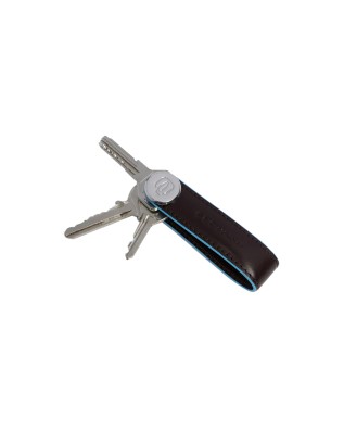 Piquadro - Blue Square Men's Leather Keychain - Mahogany