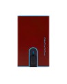 Piquadro - Slim leather and metal credit card holder with a sliding mechanism