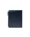 Piquadro - Blue Square Vertical Men's Leather Wallet with Coin Pocket