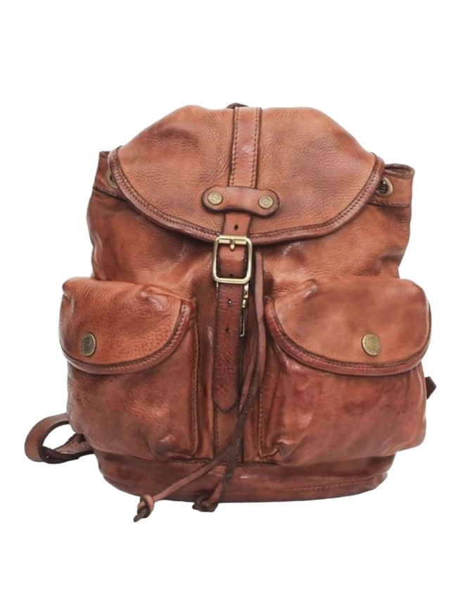  Campomaggi - Zaino medio in pelle con tasche esterne