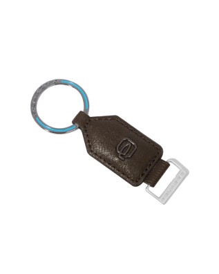  Piquadro - Portachiavi uomo con un anello in pelle Black Square