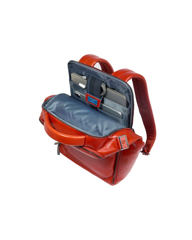  Piquadro - Zaino in pelle porta pc 15,6'' a tre scomparti Blue