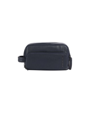  Piquadro – Beauty case uomo in pelle con tasca esterna