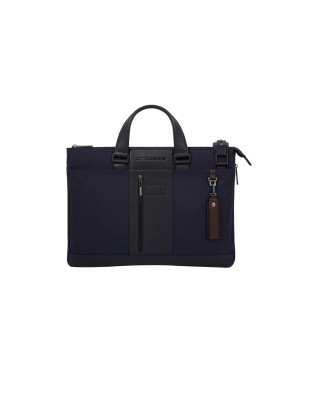  Piquadro - Cartella porta pc 15.6'' slim in pelle e tessuto