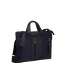 Piquadro - Schlanke 15,6-Zoll-Laptoptasche aus Leder und Stoff mit Schulterriemen