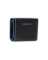 Piquadro – Mini-Damenbrieftasche aus Leder mit Münzfach Blue Square