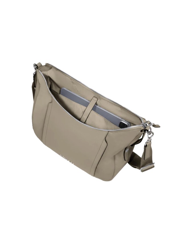  Piquadro - Borsa a tracolla donna in pelle e tessuto riciclato