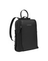  Piquadro - Zaino donna in pelle e tessuto riciclato porta pc