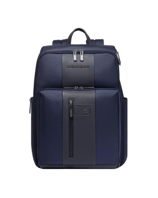 Piquadro - Zaino da viaggio porta pc 15,6" in pelle e tessuto