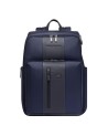 Piquadro - Brief 15.6" Laptop Travel Backpack in Leather and Fabric
