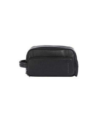  Piquadro – Beauty case uomo in pelle con tasca esterna