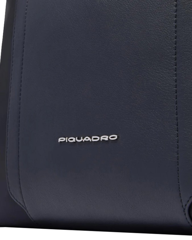  Piquadro - Zaino espandibile in tessuto riciclato e pelle