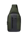Piquadro - Einseitige Umhängetasche aus Leder und recyceltem Stoff Brief 2