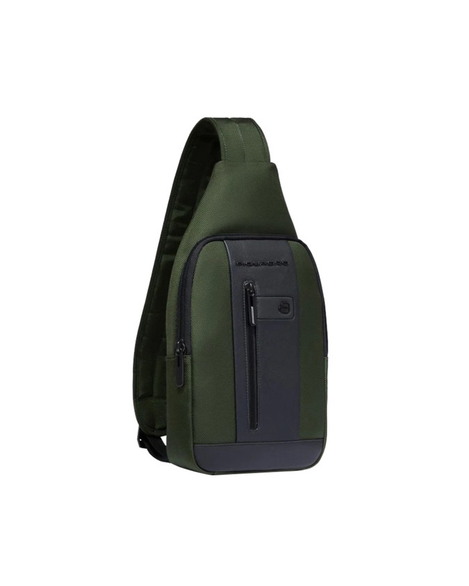  Piquadro - Monospalla in pelle e tessuto riciclato Brief 2