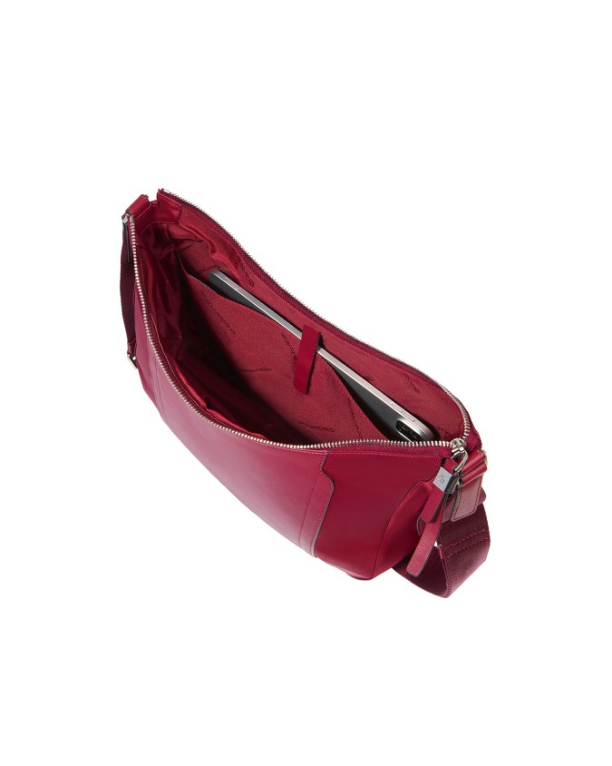  Piquadro - Borsa tracolla donna in pelle e tessuto riciclato